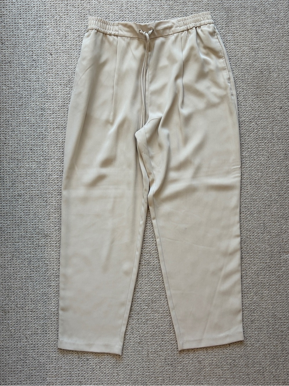 Zara Cream Drawstring Tapered Pants Size M